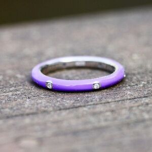 Purple Rainbow Enamel Band, Sterling Silver Stacking Ring